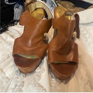 Michael Kors Tan Leather Wedges